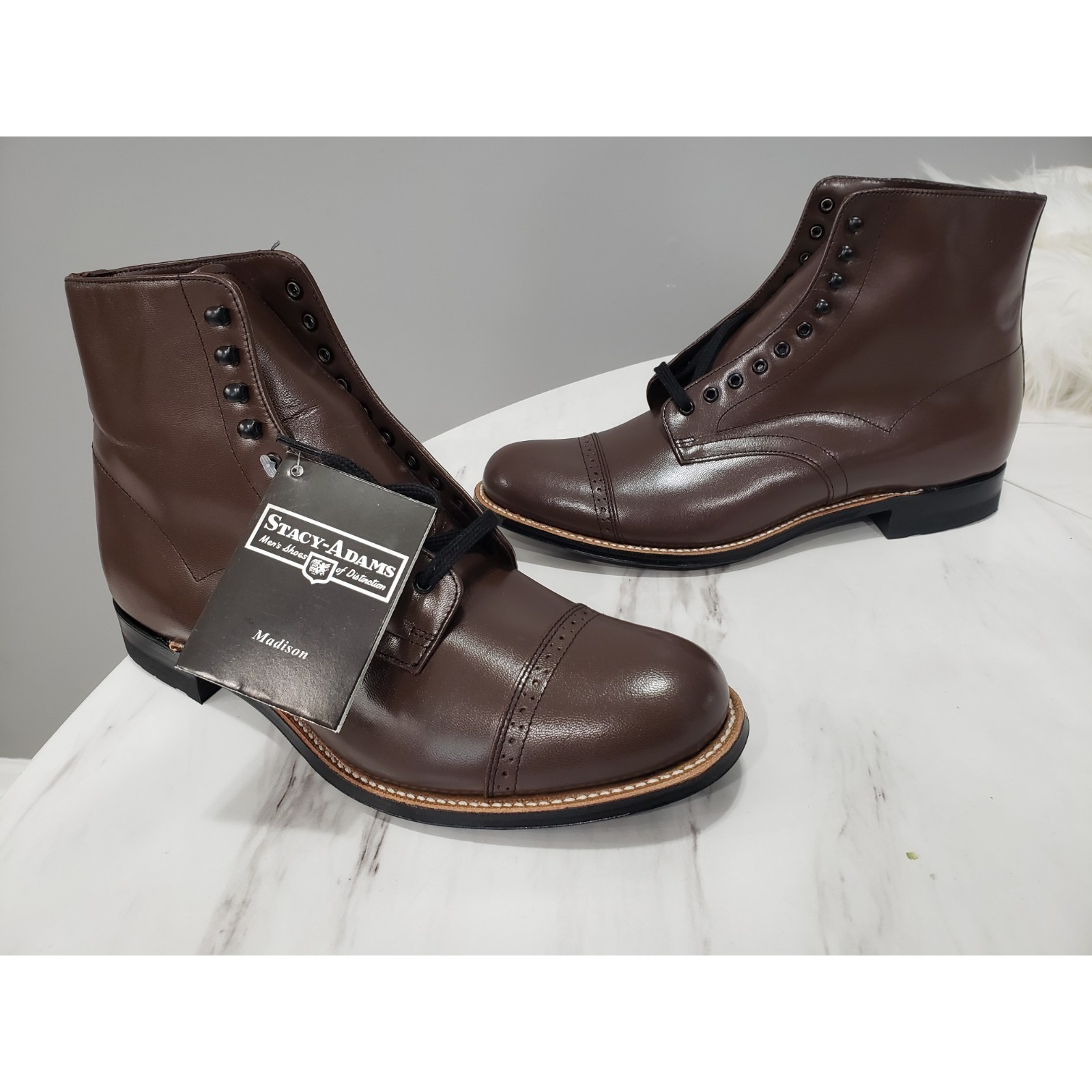 New Size 9 Stacy Adams Men's Madison Leather Brown Ankle Boots 492067 - Euro 42